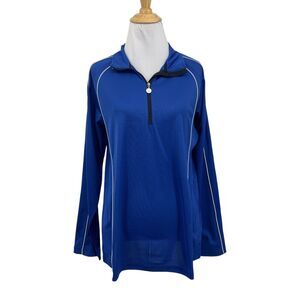 Daily Shirt Womens XL Extra Large Ocean Blue 1/4 Zip Long Sleeve Stretch Golf